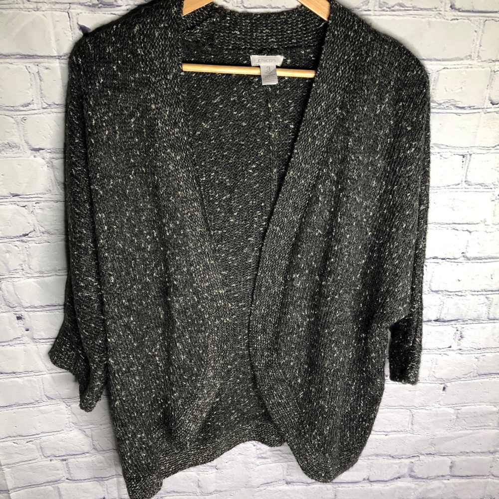 Chico's Womens Open Front Cardigan Brown Gold Size 3 XL